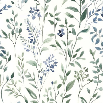 ILHIIOR Blue Leaf Peel and Stick Wallpaper Boho 17.5 x118 Inches - color: Green, size: 17.5" x 118.1"