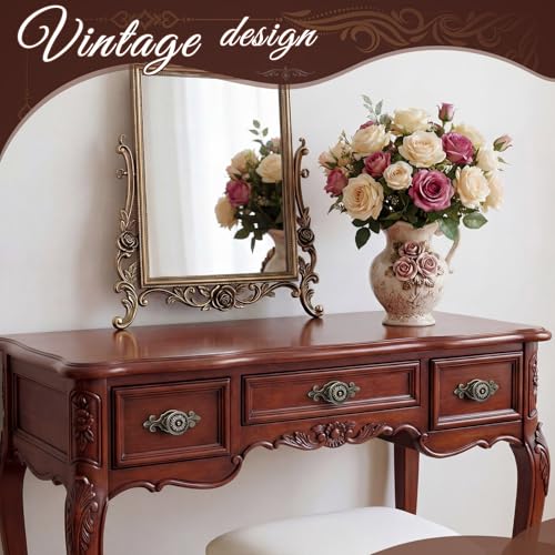 10 Pcs Antique Brass Cabinet Knobs Vintage Retro Drawer Knobs with Backplate Flower Shape Metal Dresser Pull Handles for Kitchen Cupboard Wardrobe Cabinet(Sunflower) - style: Sunflower