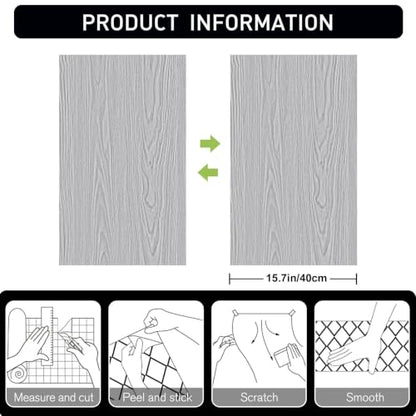 Wood Grain Contact Paper 15.7" x 78" Peel and Stick Wallpaper Grey - color: Gray, size: 15.7" x 78"