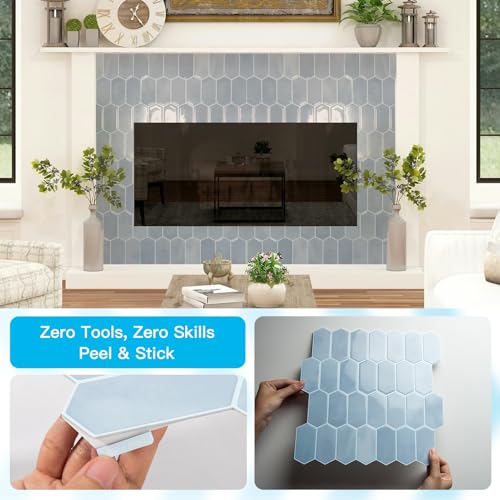 Art3d Hexagon Peel and Stick Backsplash, 10-Pack, 12 x 12 Inch, Light Blue - color: Light Blue, size: 12 x 12 Inch