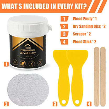 Deuvuo Wood Filler, Wood Putty Filler White - Our Wood Grain Filler Offers a Quick and Lasting Fix for Any Damage or Flaw - Paintable, Stainable, Sandable & Quick Drying - 9.87 Ounce - color: 9.87oz White