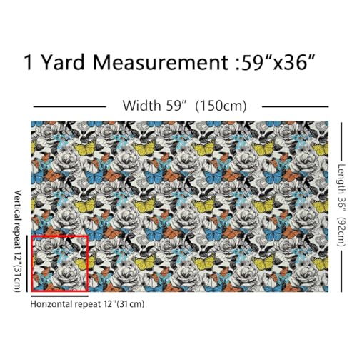 Feelyou Cute Butterfly Fabric By The Yard Soft - color: Multi 18, size: 1 Yard