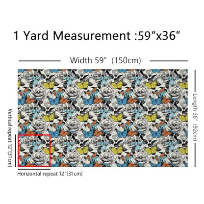 Feelyou Cute Butterfly Fabric By The Yard Soft - color: Multi 18, size: 1 Yard