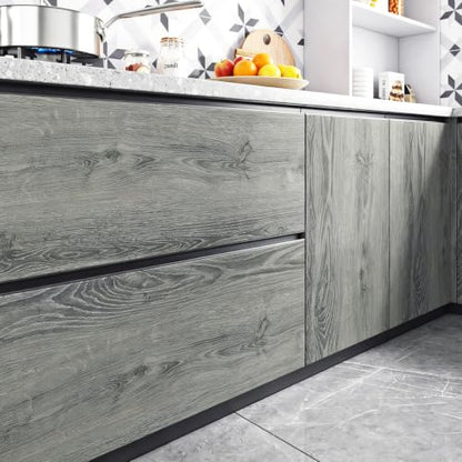 Livelynine Gray Wood Grain Contact Paper Peel Stick Wood Wallpaper Cabinets - color: Gray Oak, size: 15.8" x 78.8"