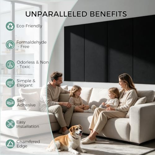 TO-TH Acoustic Wall Panels Self-Adhesive Sound Proof Panel 4 Pack, Black - color: Black, size: 4 Pack