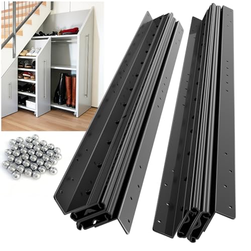 Heavy Duty Undermount Drawer Slides 260 lbs Load Capacity BAIDICE 1 Pair Full Extension Ball Bearing Concealed Bottom Mount Rail for Under Stair Cabinet & Base Cabinet (Black, 40 inch) - color: Under Mount, size: 40 Inch