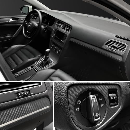 LZLRUN 3D Black Carbon Fiber Car Vinyl Wrap Self-Adhesive Film 5ft x 20ft - color: Black, size: 5ft x 20ft