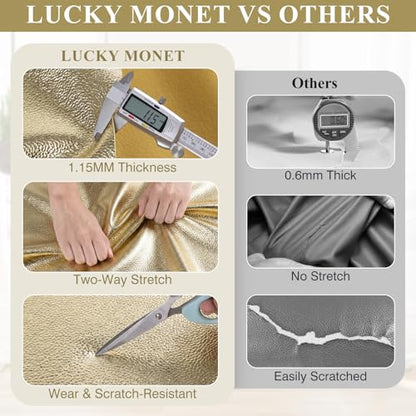 Faux Leather Fabric 55" W 1.15MM Thicken Marine Vinyl Fabric 1 Yard 36"x55" - color: Gold, size: Pre-Cut 1 Yard