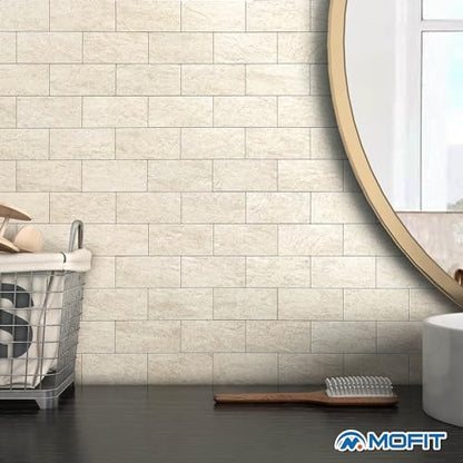 Subway Tile Peel and Stick Kitchen Backsplash Beige 10pcs - color: Beige