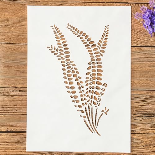 TIAMECH A4 Reusable Plants Leaves Lavender Stencil for Painting - style: Lavender