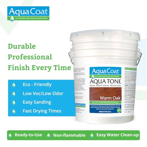 Aqua Tone Water-Based Wood Stain (Warm Oak, 5 Gallon) - color: Warm Oak, size: 5 Gallon