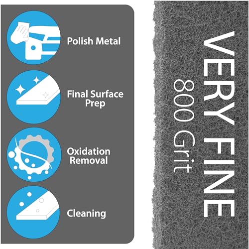 6" X 9" Non-Woven Grey Scuff Pads 800 Grit - 10 Pack (Gray) - color: Gray, size: 6" x 9"