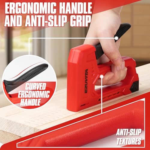 Light Duty Staple Gun for Wood, Red Upholstery Staple Gun Kit - color: Red