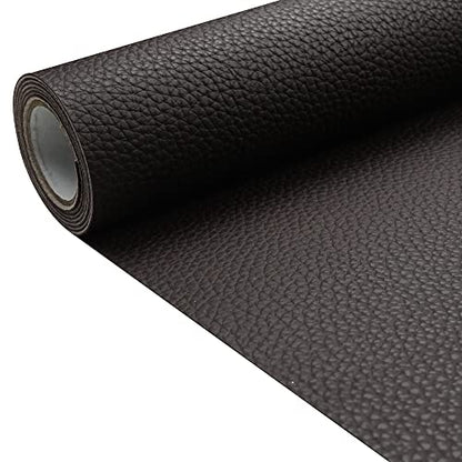 Dark Burgundy Litchi Texture PU Fabric Leather 11.8x53.14 Inch（30x135 CM） 1.13mm Thick Faux Synthetic Leather Material for Upholstery Crafts, DIY Sewings, Sofa, Handbag, Earrings, Hair Bows - color: Dark Burgundy