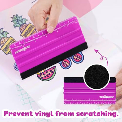 TECKWRAP Professional Squeegee Tool for Vinyl Decals, Inkjet Vinyl Sticker Paper,and Wallpaper - 6"x2.9", Scratch-Free Application (Pitaya) - color: 1pcs Pitaya