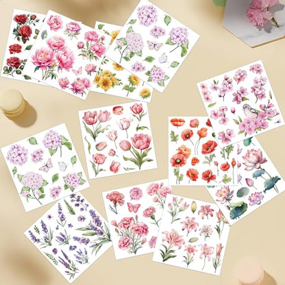 12 Pcs Flower Rub-On Transfers for Furniture & Crafts, 5.9 x 5.9 Inch - style: Flower