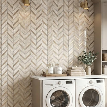 Yipscazo 10-Sheet Herringbone Backsplash Peel and Stick Tile, Light Beig Stone PVC Stick on Backsplash for Kitchen, Waterproof Self Adhesive Wall Tile for Bathroom - color: Light Beige Stone