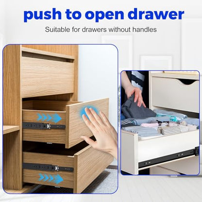 Push to Open Drawer Slides,Soft Close Drawer Slides Rebound Device 2Set18in - color: Black 2set, size: 18INCH