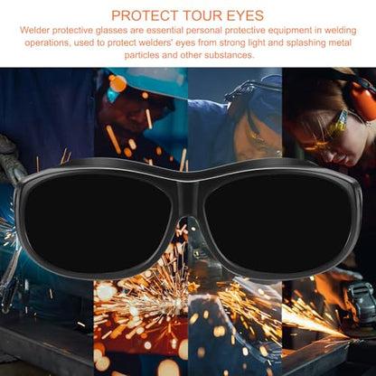 HARFINGTON Welding Safety Glasses IR PPE Protective Glasses Lens CE Certified Protective Welding Eyewear - color: Black, size: Shade 6