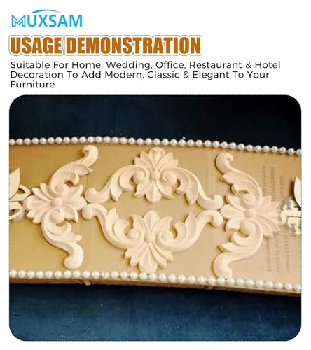 4Pcs Wood Carved Onlay Appliques, Unpainted Wooden Corner Carving Decals - size: 3.94 x 3.94 inches