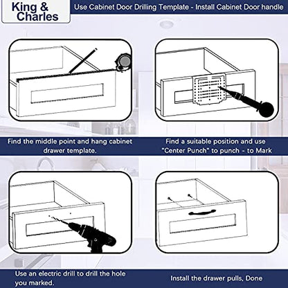 King&Charles Cabinet Hardware Template&Center Punch for Handles Knobs Pulls - size: Classic Align Sizes