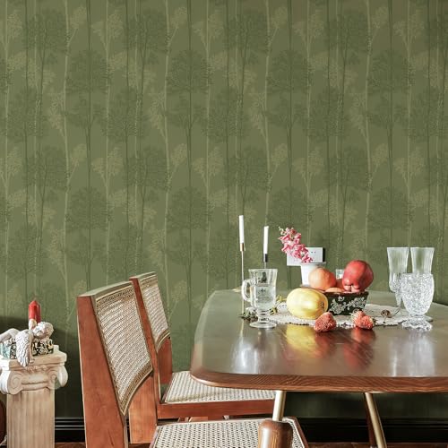 JiffDiff Dark Green Peel and Stick Wallpaper Self Adhesive 17.3" X 120" - color: Green, size: 17.3" x 120"