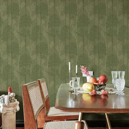 JiffDiff Dark Green Peel and Stick Wallpaper Self Adhesive 17.3" X 120" - color: Green, size: 17.3" x 120"
