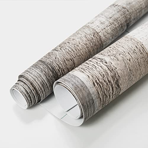 Yun-aeon Natural Wood-Grey Contact Paper Peel and Stick Wallpaper - color: Natural Wood-grey, size: 17.3" x 120"