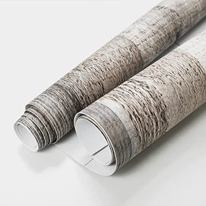Yun-aeon Natural Wood-Grey Contact Paper Peel and Stick Wallpaper - color: Natural Wood-grey, size: 17.3" x 120"