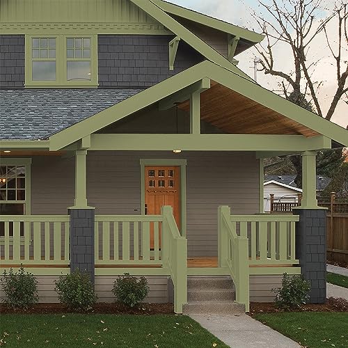 Glidden Total Exterior Paint & Primer All-in-One, Paid in Full/Green, Semi-Gloss, 1 Gallon - color: Paid in Full, size: 128 Fl Oz (Pack of 1)