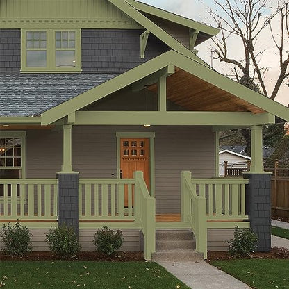 Glidden Total Exterior Paint & Primer All-in-One, Paid in Full/Green, Semi-Gloss, 1 Gallon - color: Paid in Full, size: 128 Fl Oz (Pack of 1)