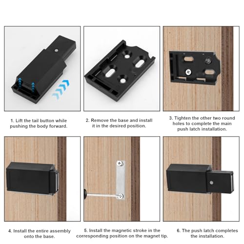 3 Pack Magnetic Push to Open Door Latch Heavy Duty, Hidden Cabinet Touch Latch Strong Double Magnet Push Open Spring Catch for Cabinets Drawers Wardrobes Home Kitchen Office Use