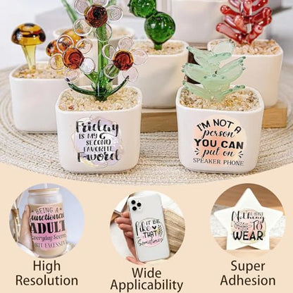 4 Sheets Rub on Transfers for Crafts, Animal Satirical Quotes Furniture Transfers for Wood, Glass, Plastic & Ceramics, Decorative Decals - style: Animal Satirical Quotes
