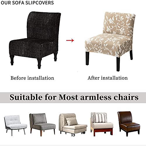 Eco-Ancheng Armless Chair Slipcover Removable Armless Accent Chairs Covers Washable Armless Slipper Chair Slipcover Printed Armless Chair Furniture Protector Covers for Living Dining Room Hotel - color: A19