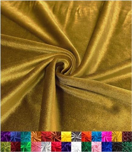 Barcelonetta | Stretch Velvet Fabric | Luxury & Soft | Velvet Fabric | 60" Wide Roll | 10% Spandex | Sewing, Apparel, Upholstery (Gold, 1 Yard) - color: Gold, size: 1 Yard