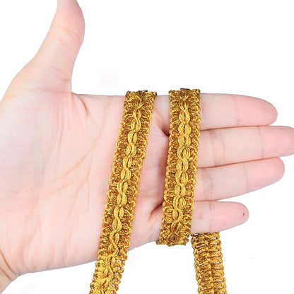 BEL AVENIR Gimp Braid Trim Cord 1.6 cm/0.63 inch Wide, 10 Yard Fabric Trim - color: 12#Gold