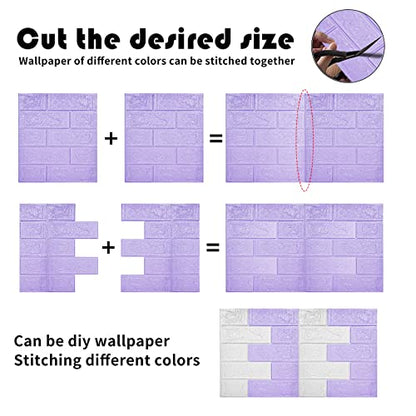 3D Wall Panels Peel and Stick, 14.5 Sq Ft, Faux Brick Purple - color: Purple, size: 14.5 Sq Ft Coverage