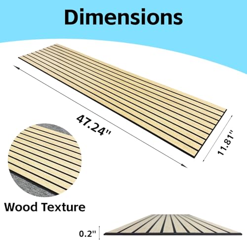 Modern Wood Slat Wall Panels, Peel and Stick Acoustic Panels, Self-Adhesive Wall Covering and Easy Installation, 8-Pack 47.24x11.81in. Natural Wood Finish (Oak) - color: Oak