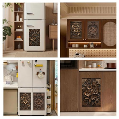 SUPERDANT 4Pcs Peel and Stick Cabinet Stickers for Furniture Makeover - color: Baroque-style Flowers Copper