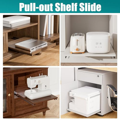 Undermount Drawer Slide Bottom Mount Pull Out Shelf Rail Hardware Flat - size: 19.6 Inch Shelf Slide