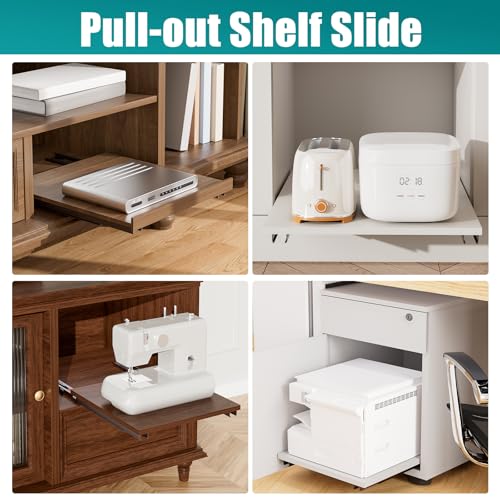 Undermount Drawer Slide Bottom Mount Pull Out Shelf Rail Hardware Flat - size: 11.8 Inch Shelf Slide