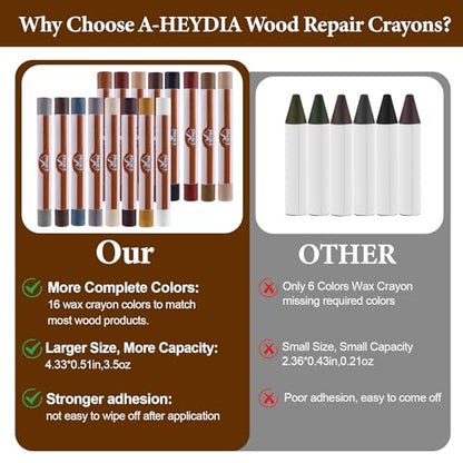 Wood Filler Sticks & Wax Repair Crayons - Fix Scratches, Scuffs & Holes - color: 16 Color