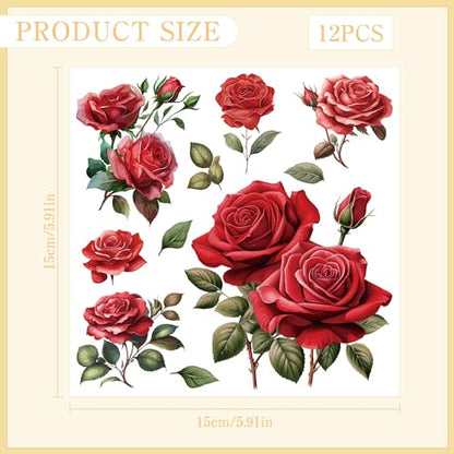12 Pcs Flower Rub-On Transfers for Furniture & Crafts, 5.9 x 5.9 Inch - style: Flower