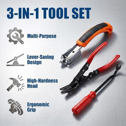 3-in-1 Heavy Duty Staple Remover Set – Professional Upholstery Staple Puller for Carpets, Floors & Furniture – Durable Carbon Steel Stapler Remover with Non-Marring Jaws & Grip