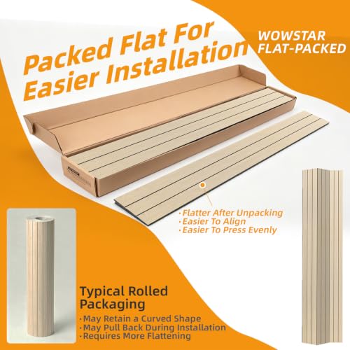 WOWSTAR 6-Pack Peel and Stick PVC Wood Slat Wall Panel，Thickened Wood Grain Wallpaper, 3D Wall Panels, 48" x15.74", Teak - color: Teak