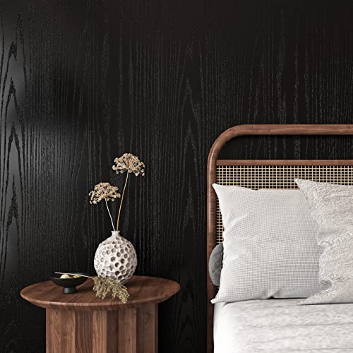Livelynine 15.8x394 Peel and Stick Black Countertop Waterproof Wood Grain Contact Paper for Countertops Cabinets Desk Table Shelves Wrap Kitchen Counter Top Covers Thick Vinyl Wallpaper Self Adhesive - size: 15.8" x 394"