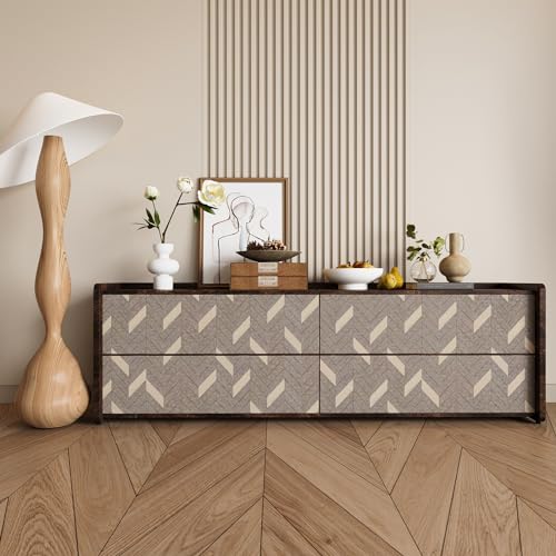 Herringbone Peel and Stick Wallpaper Boho Geometric Contact Paper Brown - color: Grey Brown, size: 16" x 118"
