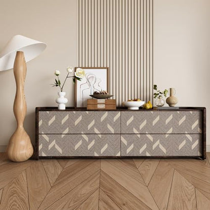 Herringbone Peel and Stick Wallpaper Boho Geometric Contact Paper Brown - color: Grey Brown, size: 16" x 118"