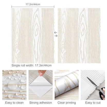 White and Gold Wood Contact Paper 17.3"x200" Peel and Stick Wallpaper - color: Natural Wood-White Gold, size: 17.3" x 200"