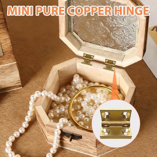 Small Brass Hinges, Mini Butt Hinges with Screws for Wood Jewelry Boxes